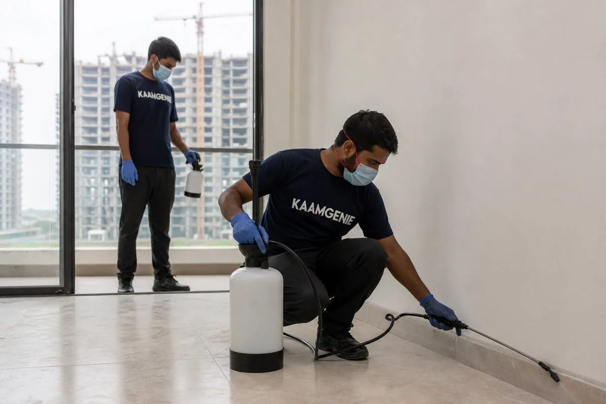 KaamGenie pest control technician treating a Sector 74 property in Noida