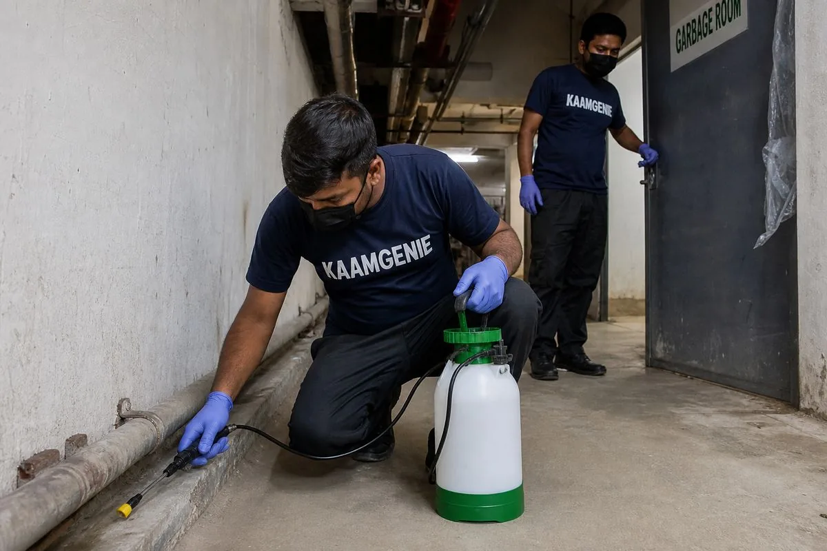 KaamGenie pest control technician treating a Sector 75 property in Noida