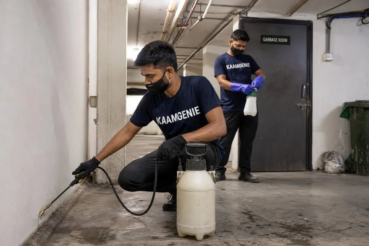 KaamGenie pest control technician treating a Sector 78 property in Noida