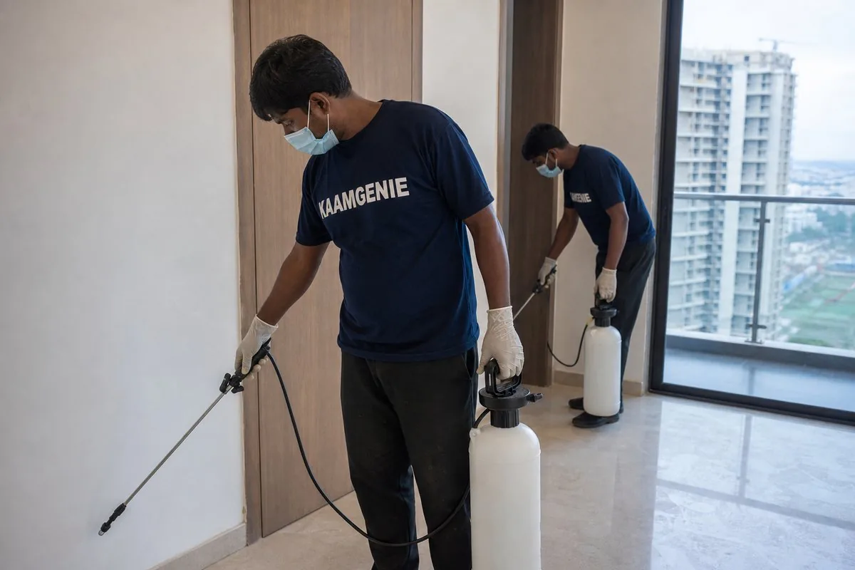 KaamGenie pest control technician treating a Sector 84 property in Gurgaon