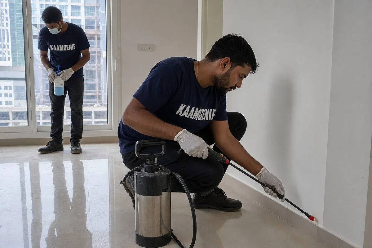 KaamGenie pest control technician treating a Sector 92 property in Gurgaon