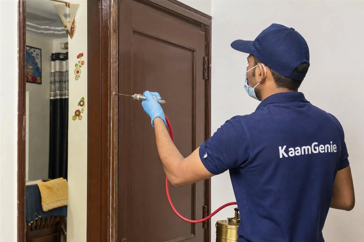 KaamGenie pest control technician treating a Shastri Nagar (East) property in North Delhi / Central Delhi