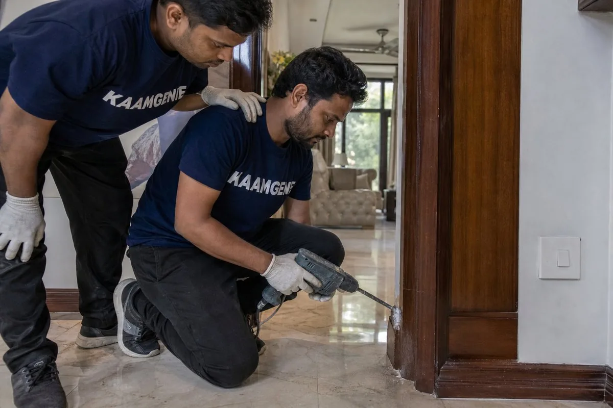 KaamGenie pest control technician treating a Suncity property in Gurgaon