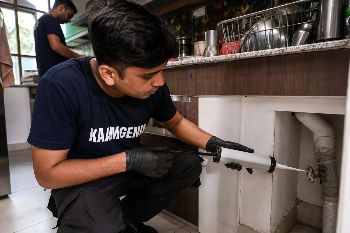 KaamGenie pest control technician treating a Sushant Lok Phase 2 property in Gurgaon