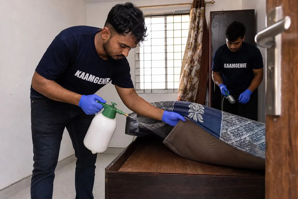 KaamGenie pest control technician treating a Sushant Lok Phase 3 property in Gurgaon