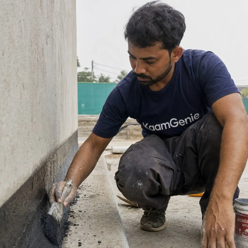 KaamGenie supervisor handing over the 10-year cover document to a Delhi homeowner at construction completion
