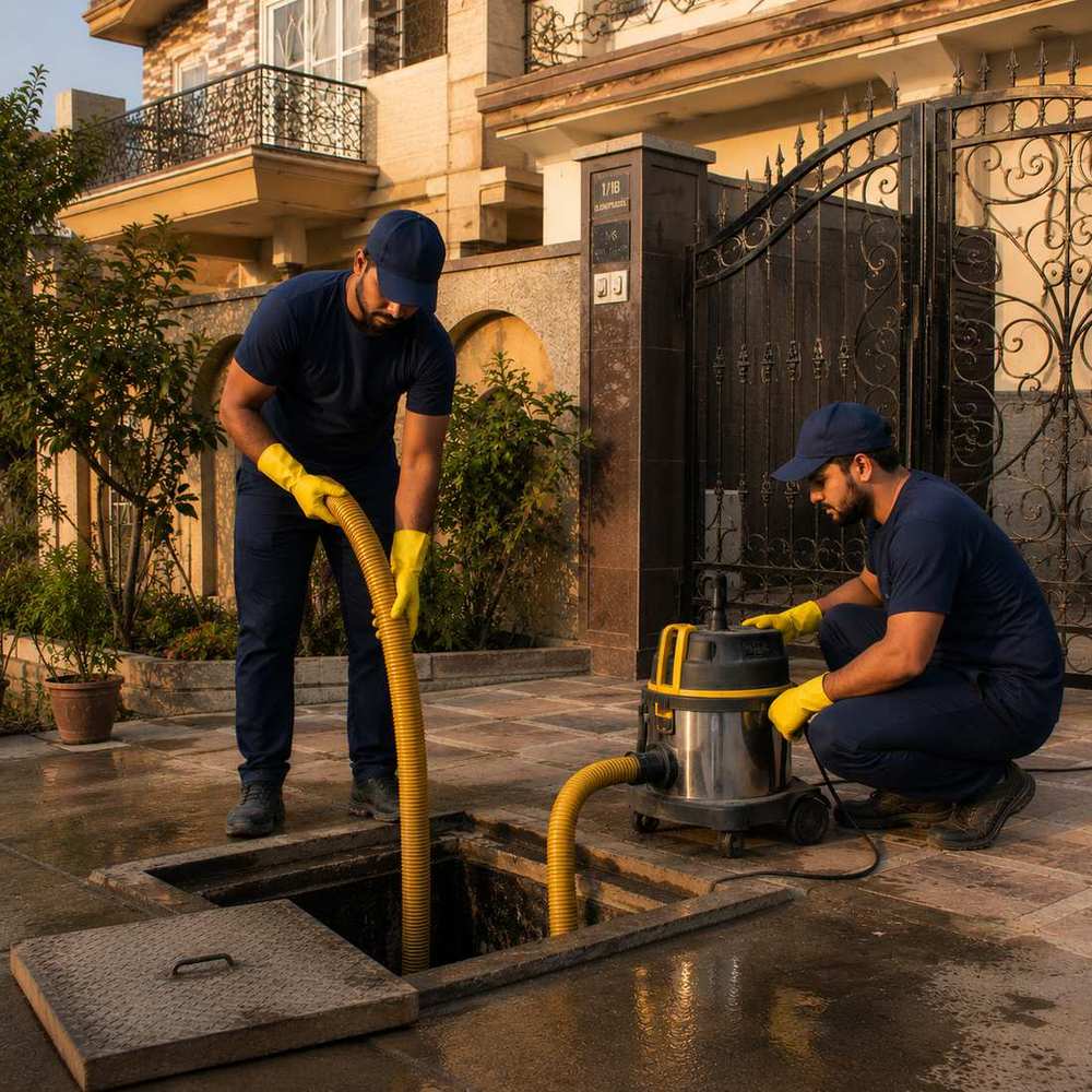KaamGenie crew cleaning a water tank in Sonia Vihar, East Delhi