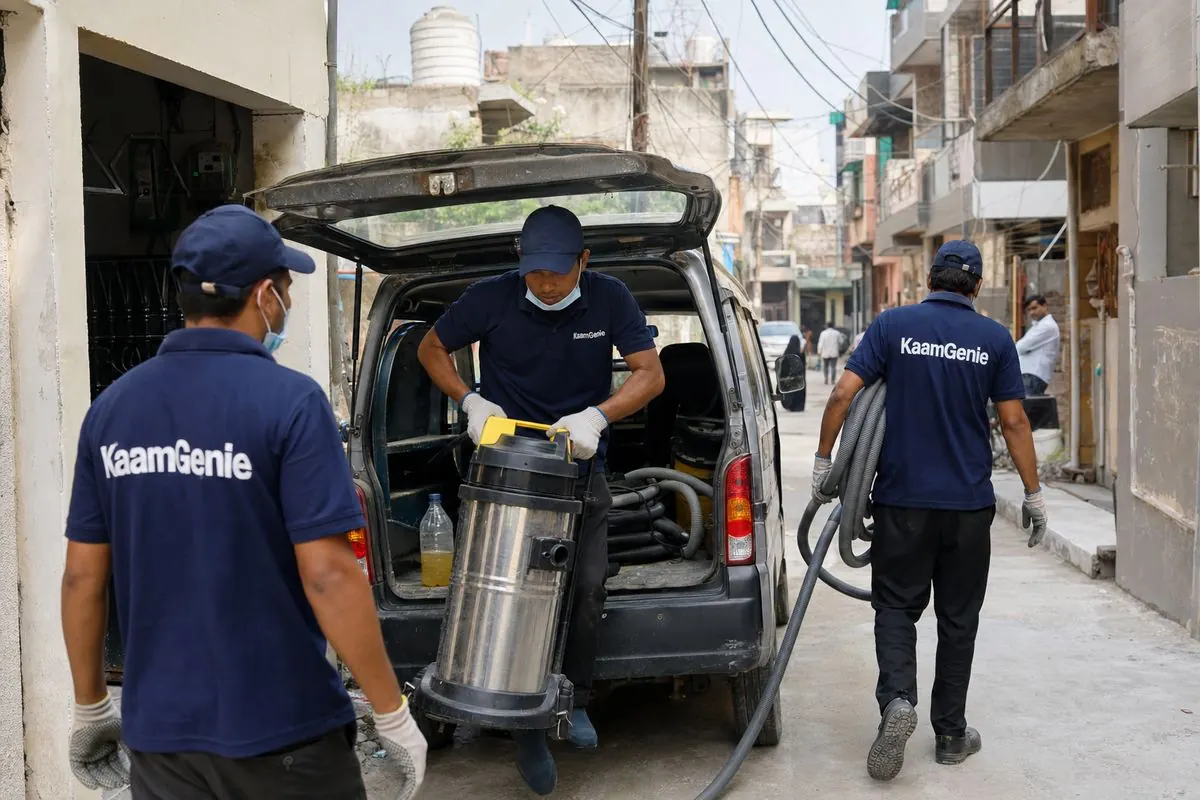 KaamGenie crew cleaning a water tank in West Delhi, Delhi