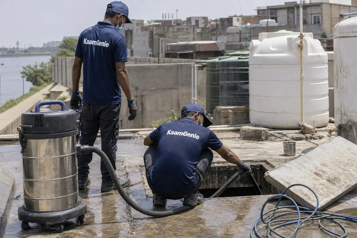 KaamGenie crew cleaning a underground sump in Ghonda, Delhi