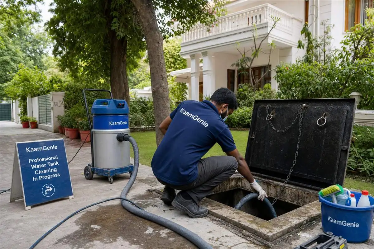 KaamGenie crew cleaning a underground sump in Maharani Bagh, Delhi