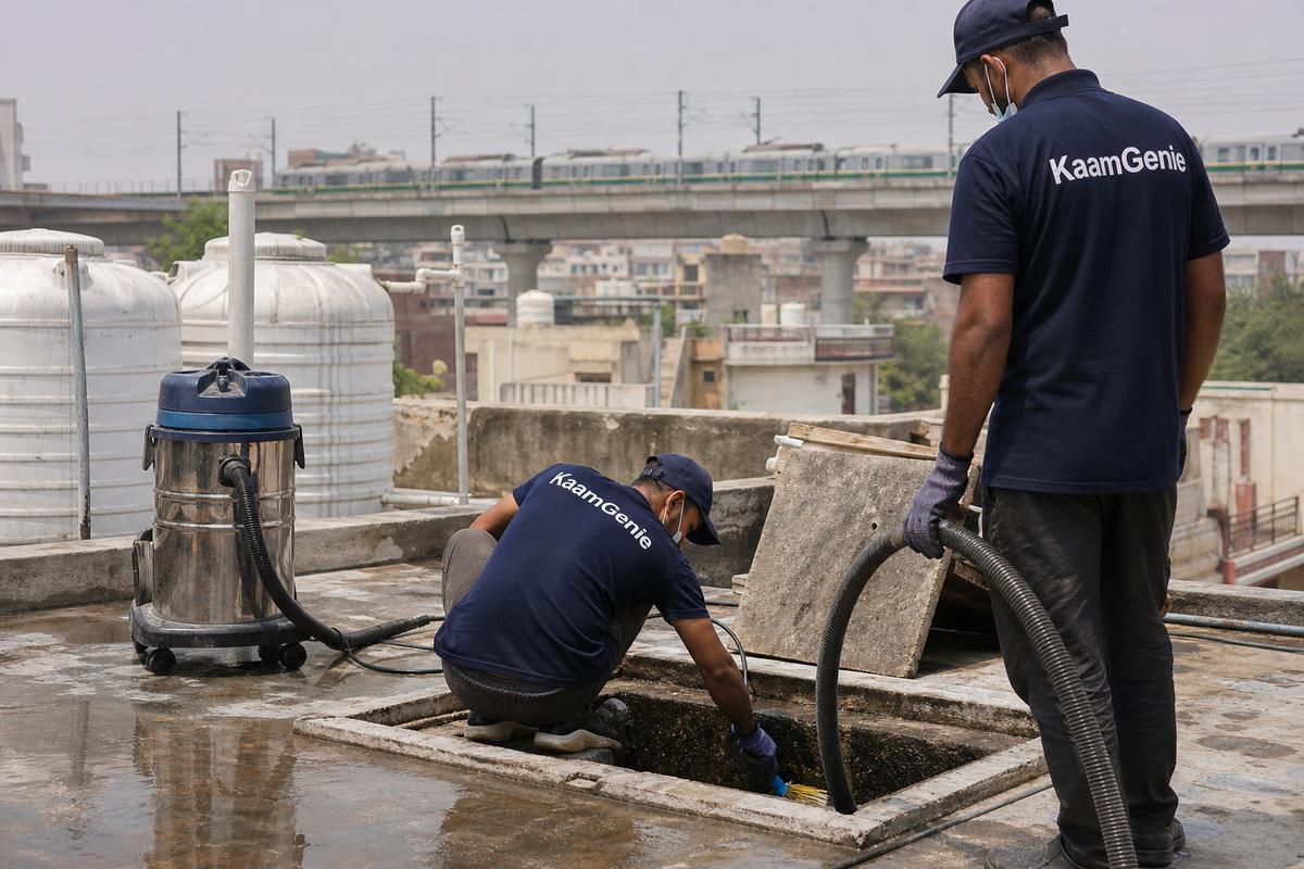 KaamGenie crew cleaning a underground sump in Paschim Vihar, Delhi