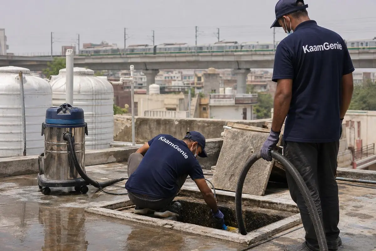 KaamGenie crew cleaning a underground sump in Paschim Vihar, Delhi