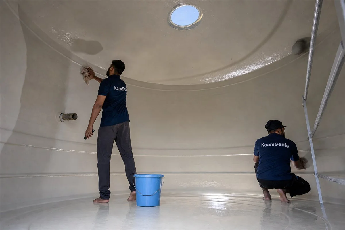 A clean, sparkling water tank interior after professional cleaning and disinfection in Delhi
